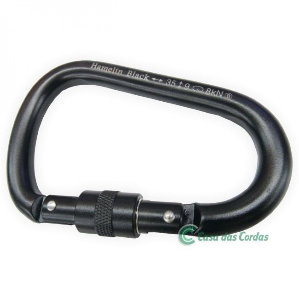 MOSQUETÃO HMS AÇO ROSCA 35KN HAMELIN BLACK