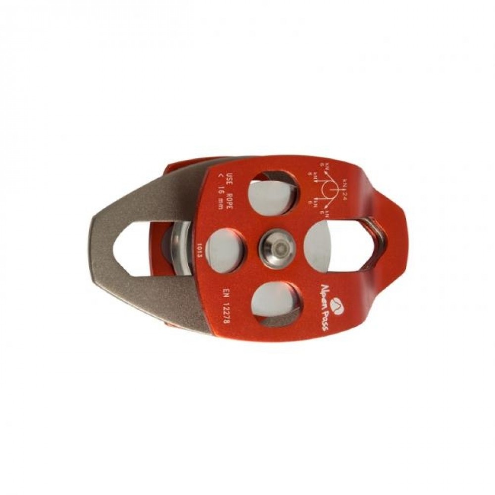 Polia Dupla de Alumínio Placas Oscilante P/ Corda de Até 16 mm 24 KN Alpen Pass