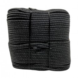 Corda Poliéster Trançada Pet Preta 08 MM com  220 Metros  