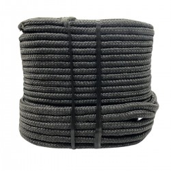 Corda Poliéster Trançada Pet Preta  14 mm Com 70 metros  