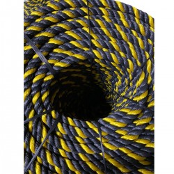 Corda Polietileno Torcida - Amar/preta 16 mm 10 Metros